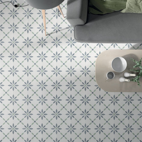 Carrelage floral Havana White Flower 22,3x22,3 cm