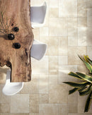 Carrelage extérieur effet pierre calcaire La Leccese Almond antidérapant 30,4x30,4 cm