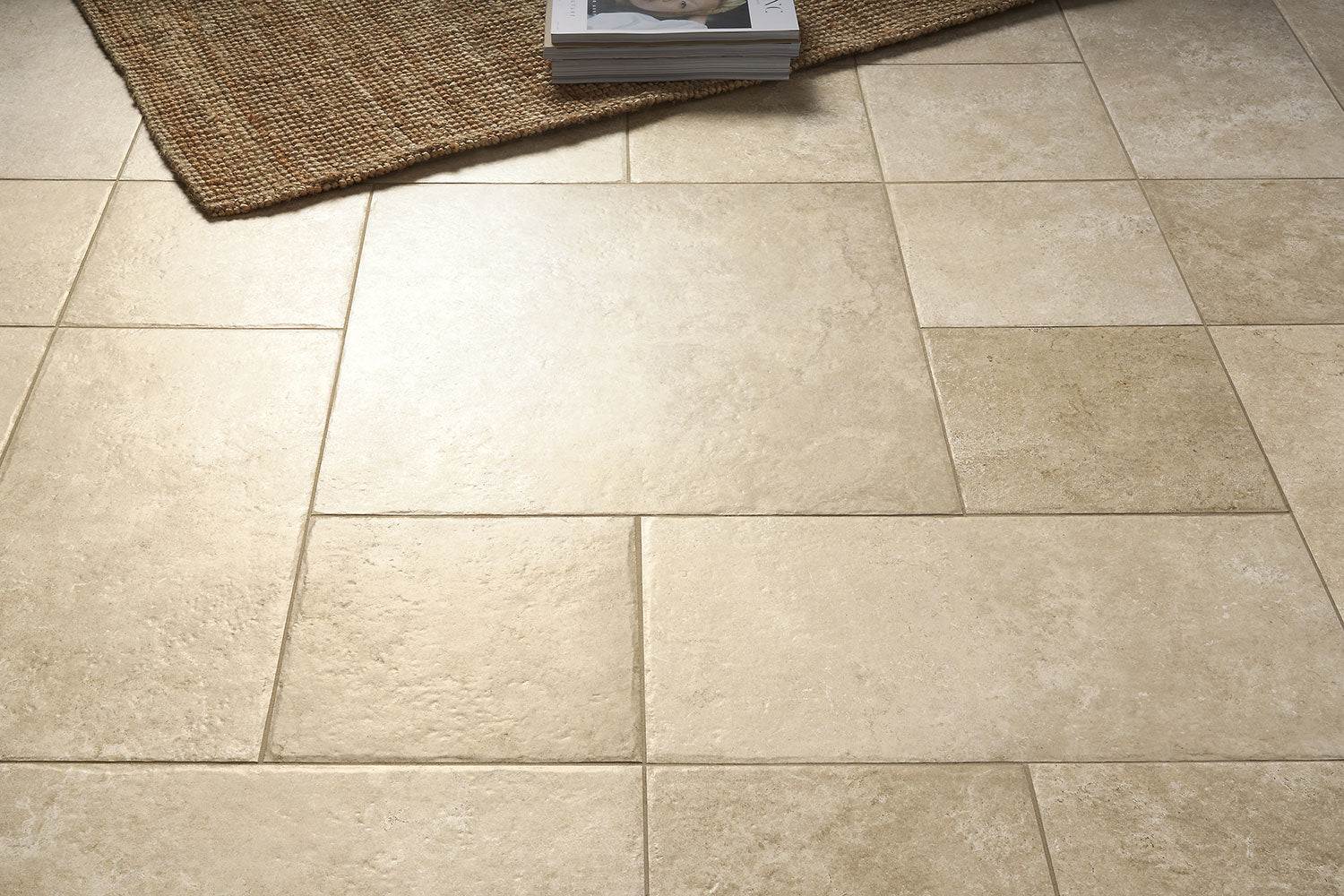 Carrelage extérieur effet pierre calcaire Pietre Leccese Almond antidérapant 20x40 cm