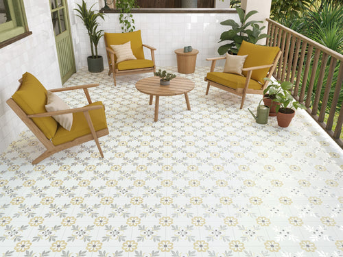 Carrelage décoratif Llevant Yellow Garden 22x22 cm