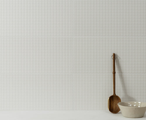Faïence murale relief Pique Waffle White 20x40 cm