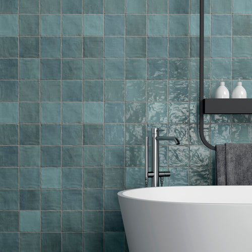Carrelage imitation zellige RIAD AQUA 10x10 - 0.60 m² par boîte