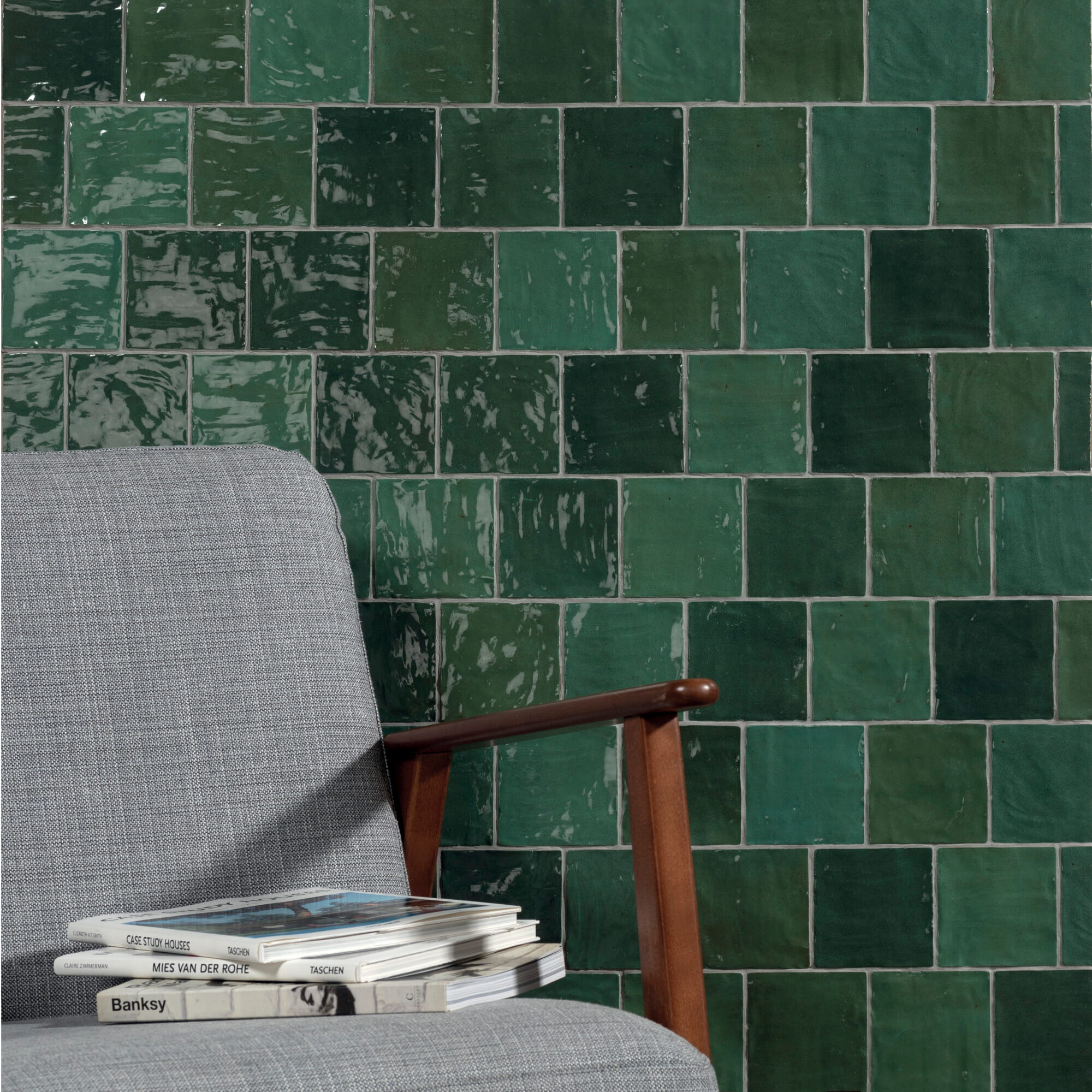 Carrelage imitation zellige RIAD GREEN 10x10 - 0.60 m² par boîte