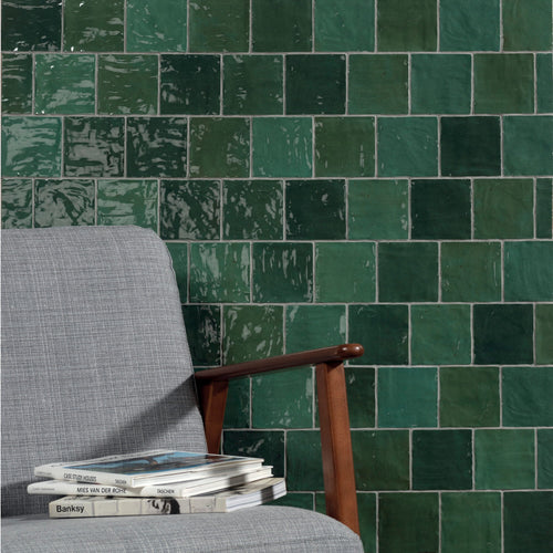 Carrelage imitation zellige RIAD GREEN 10x10 - 0.60 m² par boîte