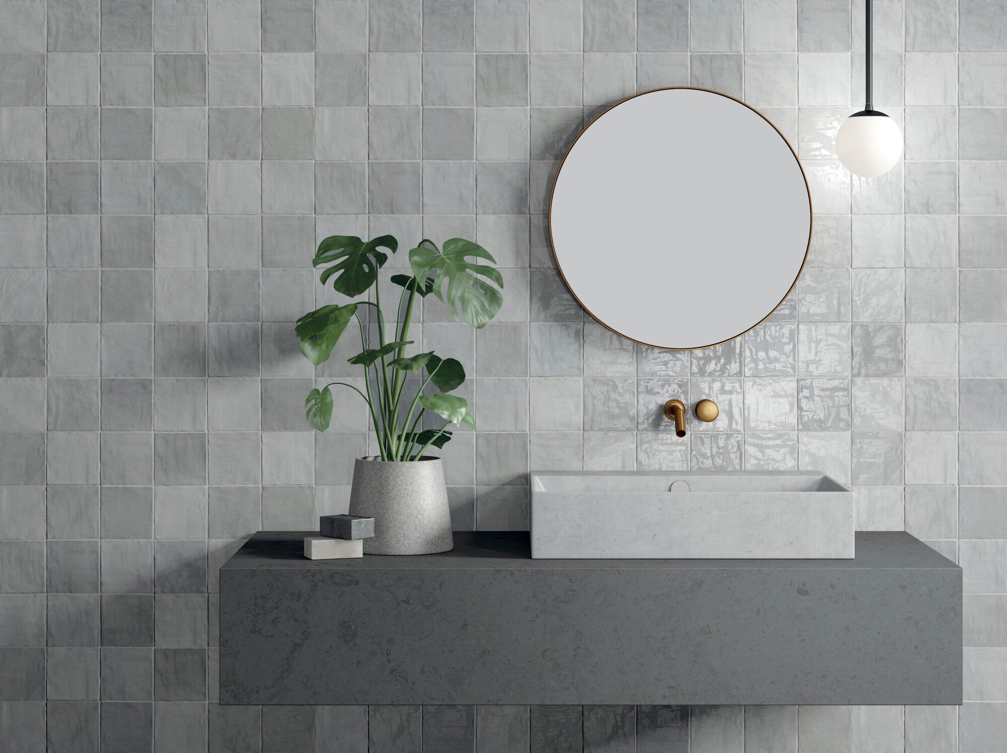 Carrelage imitation zellige RIAD GREY 10x10 - 0.60 m² par boîte