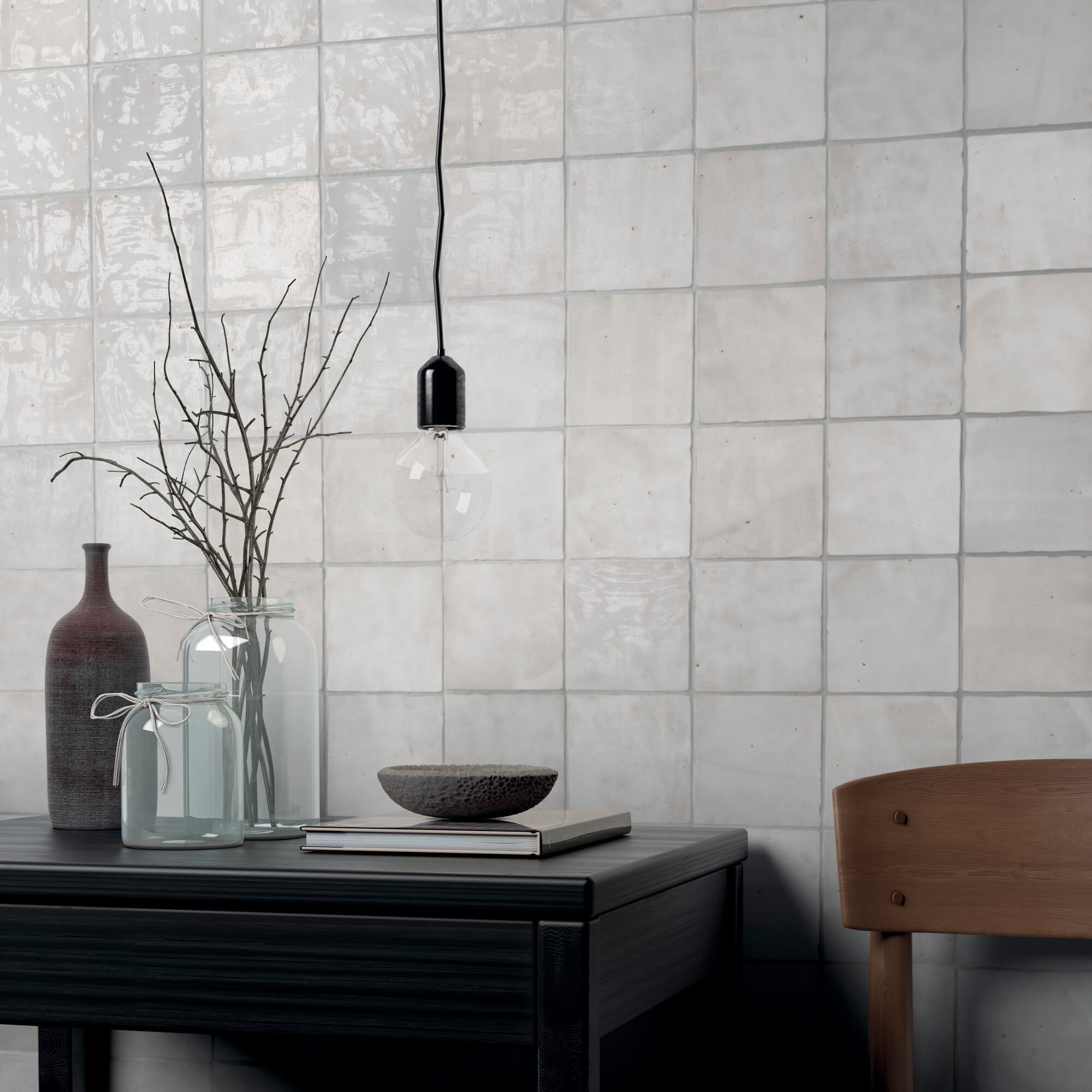 Carrelage imitation zellige RIAD WHITE 10x10 - 0.60 m² par boîte