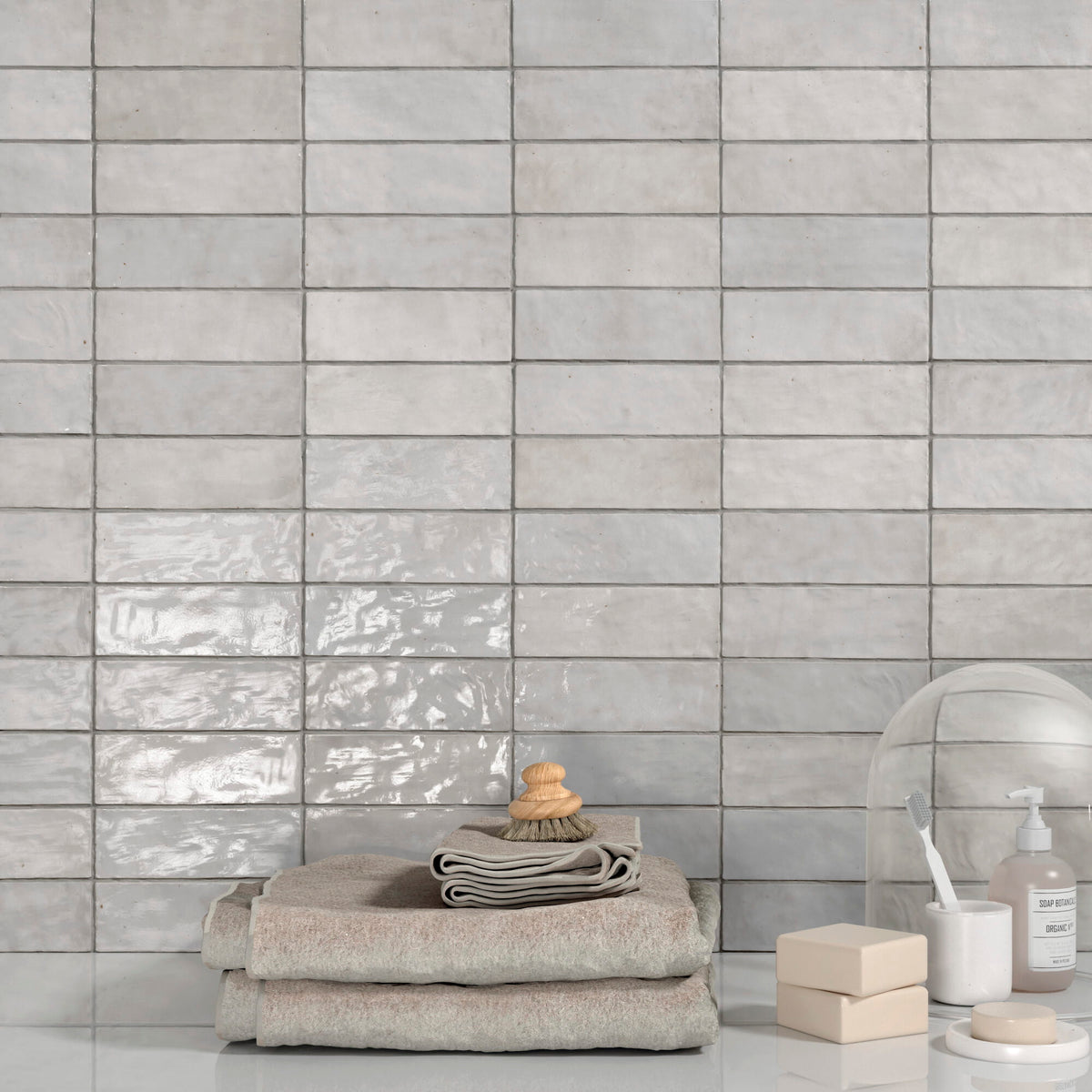 Riad White – Faïence murale blanche brillante 6,50x20 cm