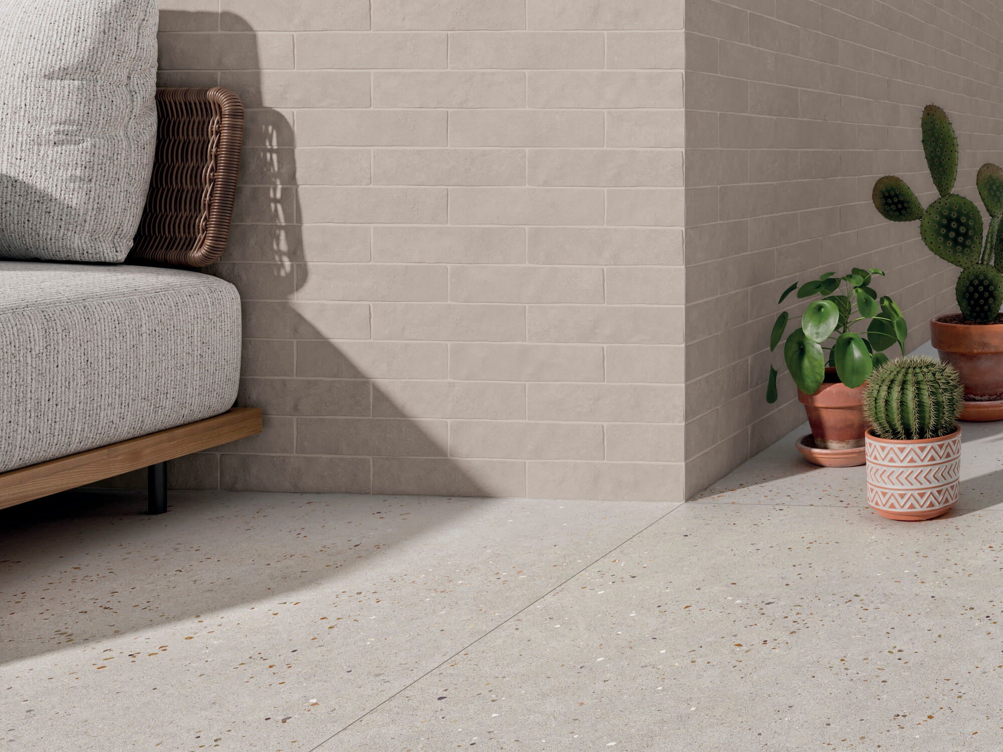 SENSA SAND : carrelage effet micro terrazzo mat 90x90