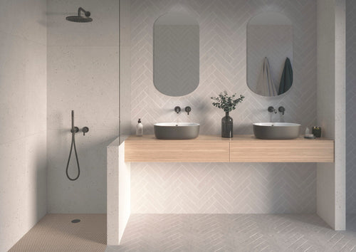 SENSA SILVER : carrelage effet micro terrazzo mat 90x90