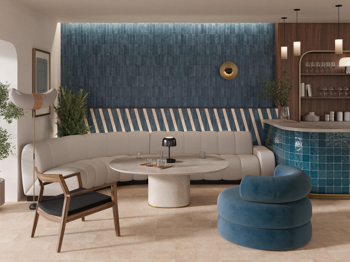 Carrelage mural Siena Blue brillant 6,4x22,3 cm