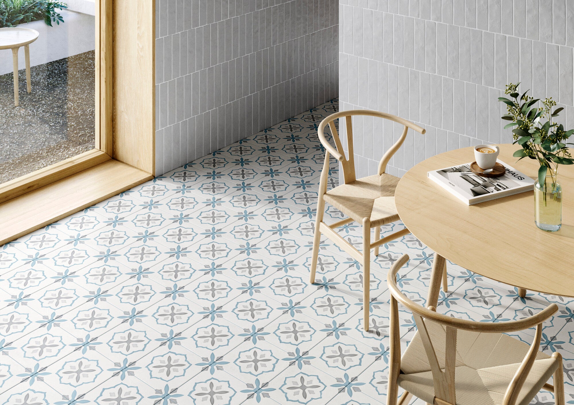 Carrelage décoratif Sirocco Blue Cross 22,3x22,3 cm