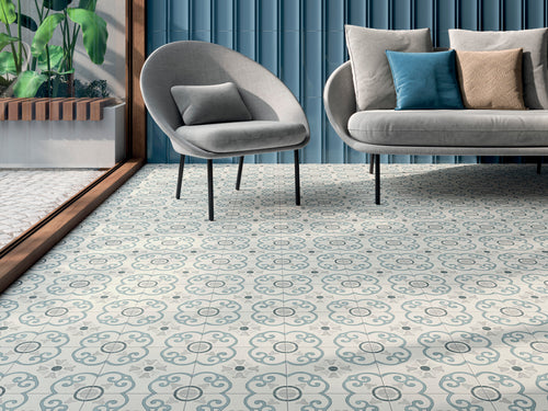 Carrelage décoratif Sirocco Blue Dhalia 22,3x22,3 cm