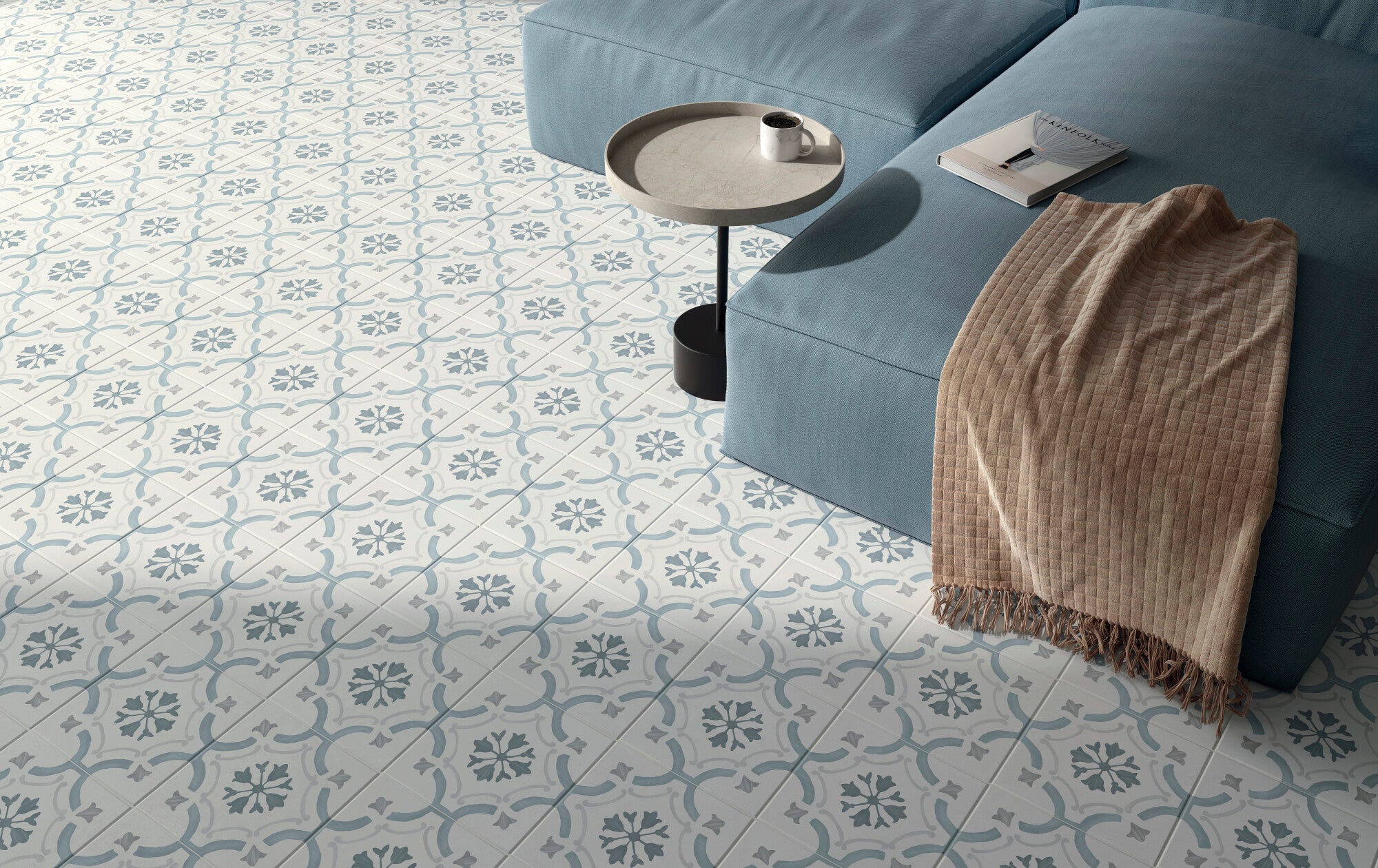 Carrelage décoratif Sirocco Blue Ornate 22,3x22,3 cm