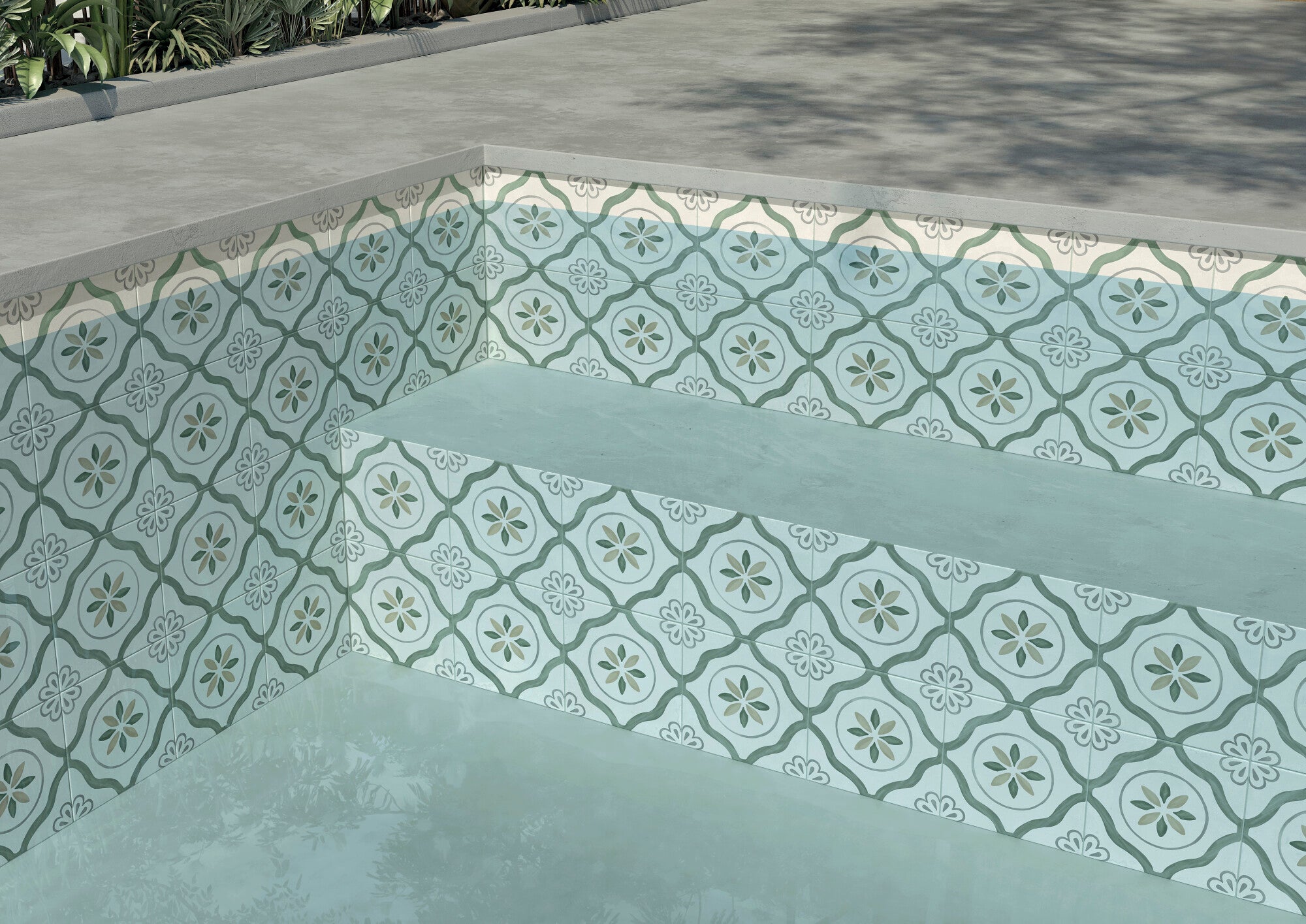 Carrelage décoratif Sirocco Green Petals 22,3x22,3 cm
