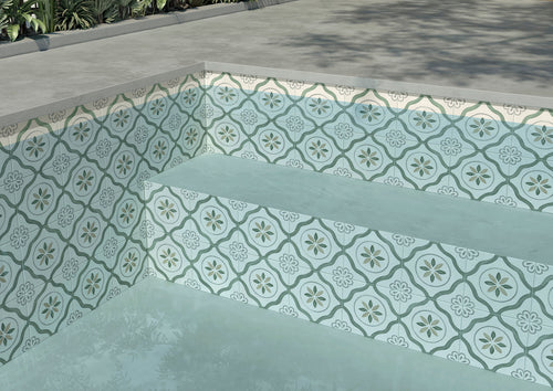 Carrelage décoratif Sirocco Green Petals 22,3x22,3 cm