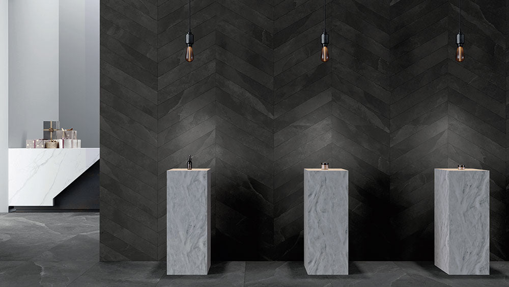 Carrelage effet pierre Slash Anthracite 30,4x61 cm