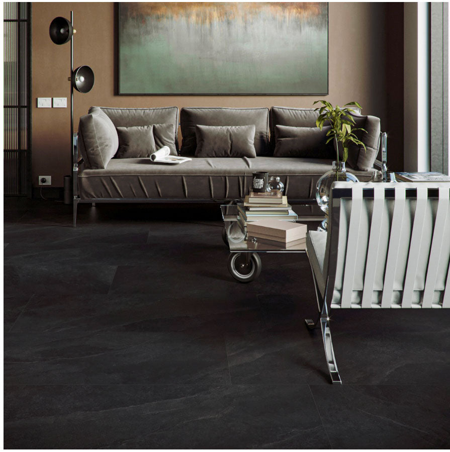 Carrelage effet pierre Slash Anthracite 61x122,2 cm