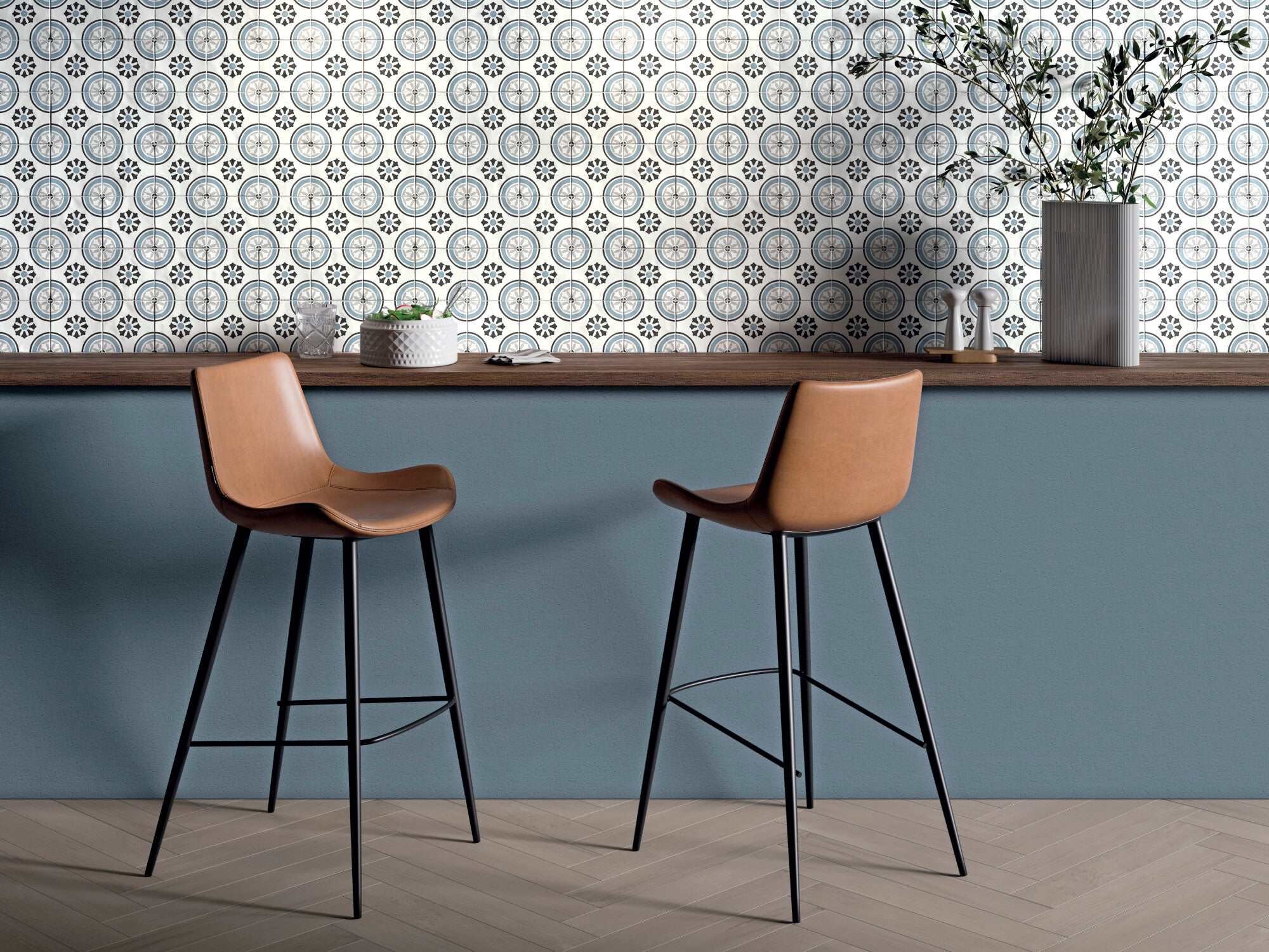 TANGER BLUE DAHLIA : carrelage décoratif mat 12,3x12,3