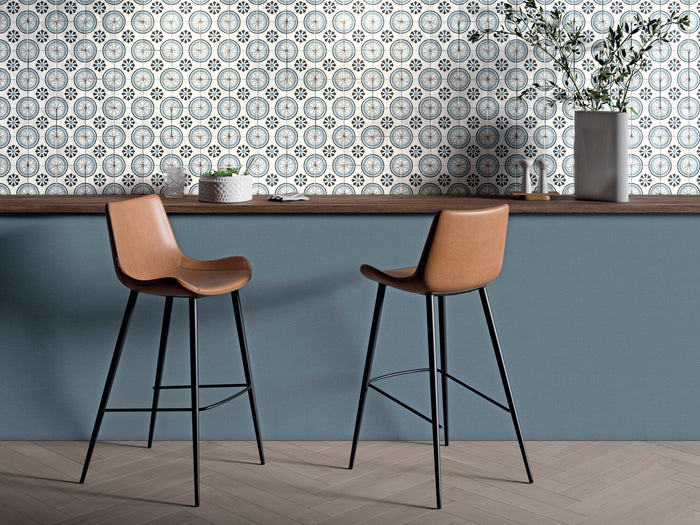 TANGER BLUE DAHLIA : carrelage décoratif mat 12,3x12,3