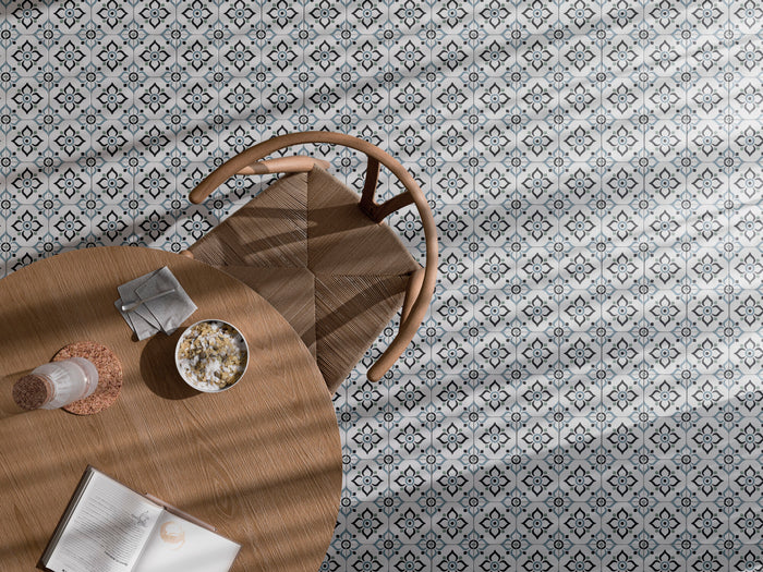 TANGER BLUE GARDEN : carrelage décoratif mat 12,3x12,3