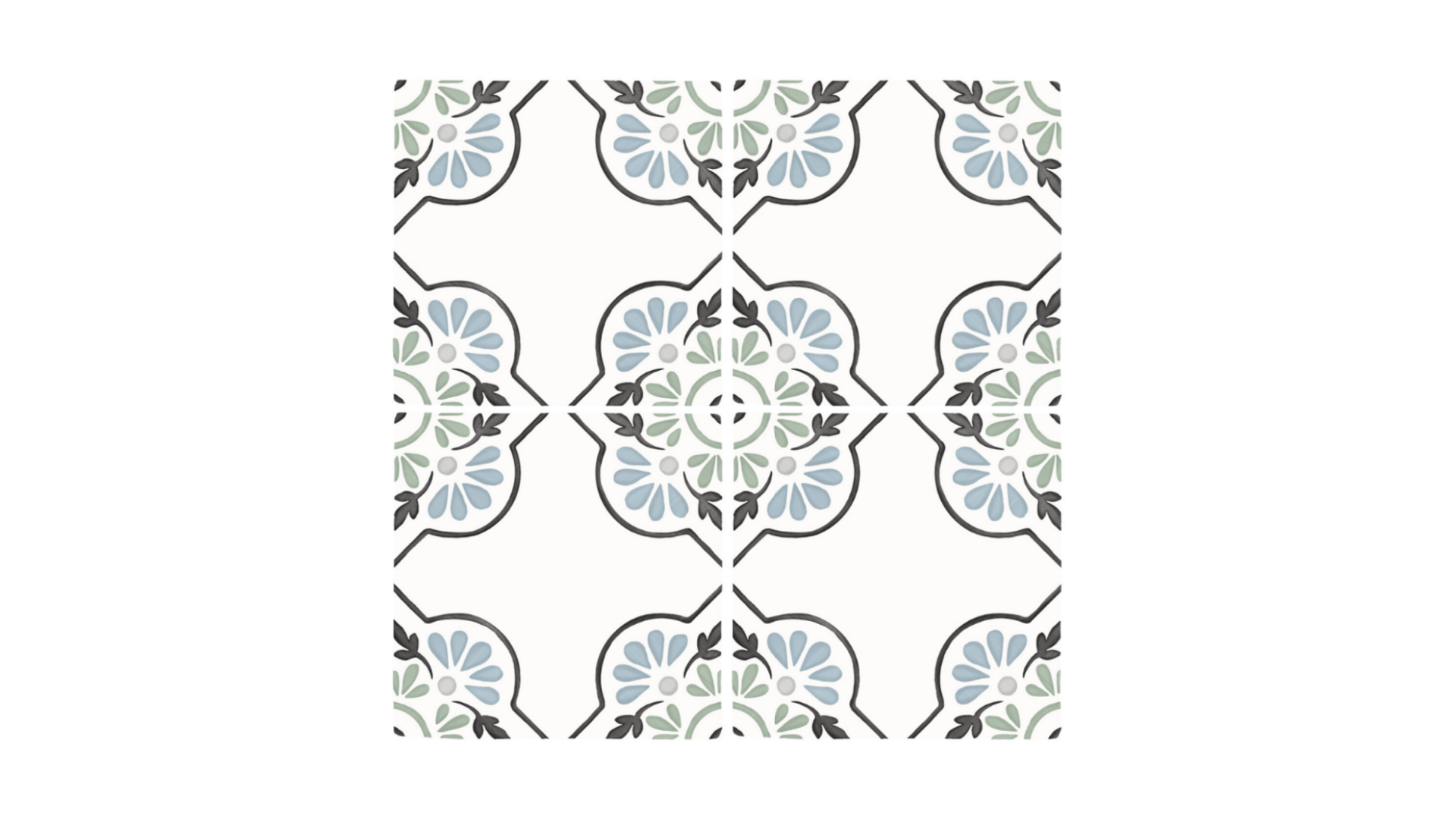 TANGER BLUE PETALS : carrelage décoratif mat 12,3x12,3