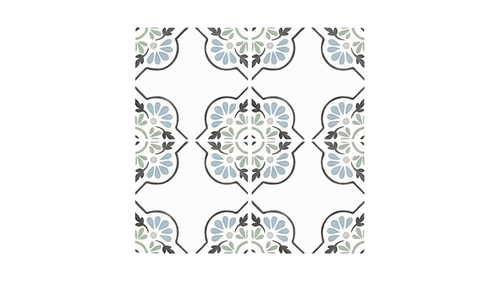 TANGER BLUE PETALS : carrelage décoratif mat 12,3x12,3