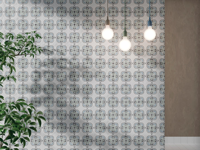 TANGER BLUE PETALS : carrelage décoratif mat 12,3x12,3