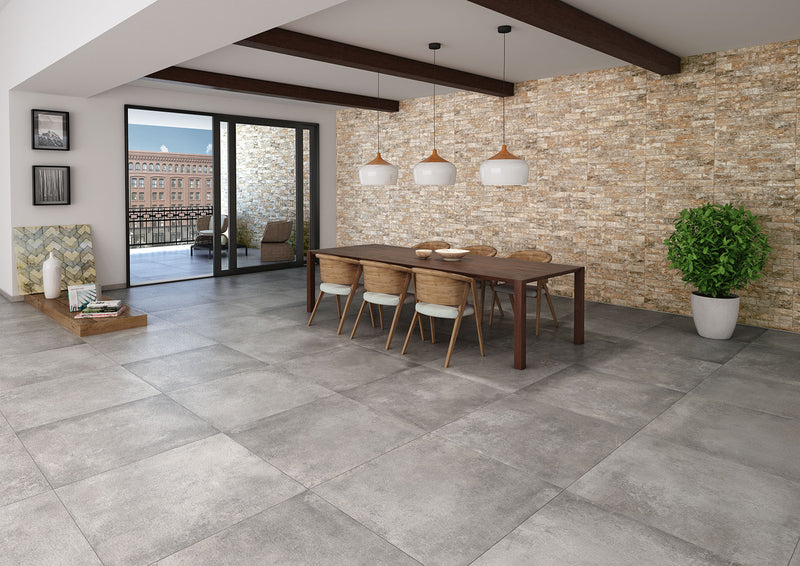 Carrelage effet béton et ciment Meteora Grigio 90x90 cm