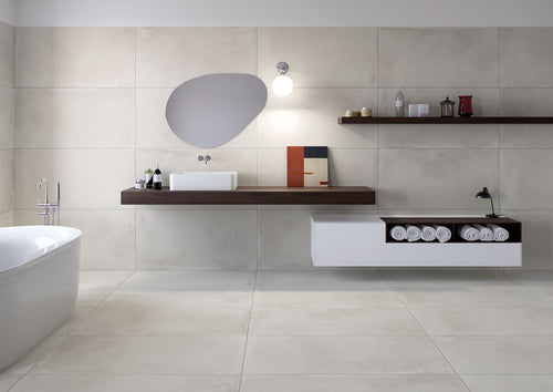 Carrelage effet béton Caementum Albus 122,2x122,2 cm