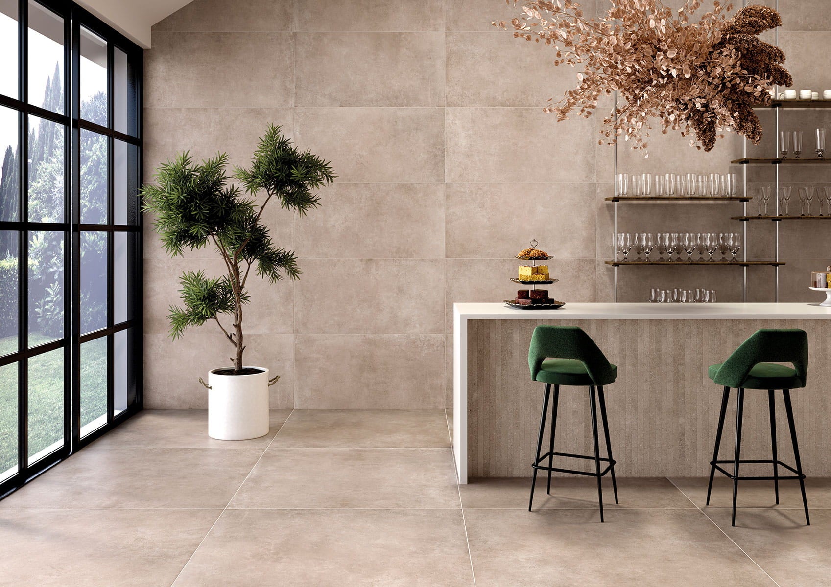 Carrelage effet béton - Continental soft taupe 80x80 - 1.28 m²