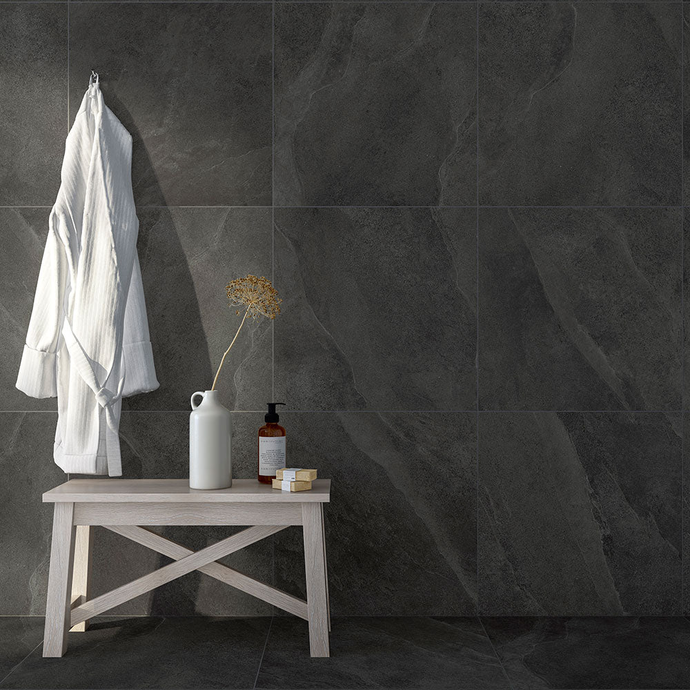 Carrelage effet pierre Slash Anthracite 30,4x61 cm
