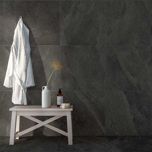Carrelage effet pierre Slash Anthracite 30,4x61 cm