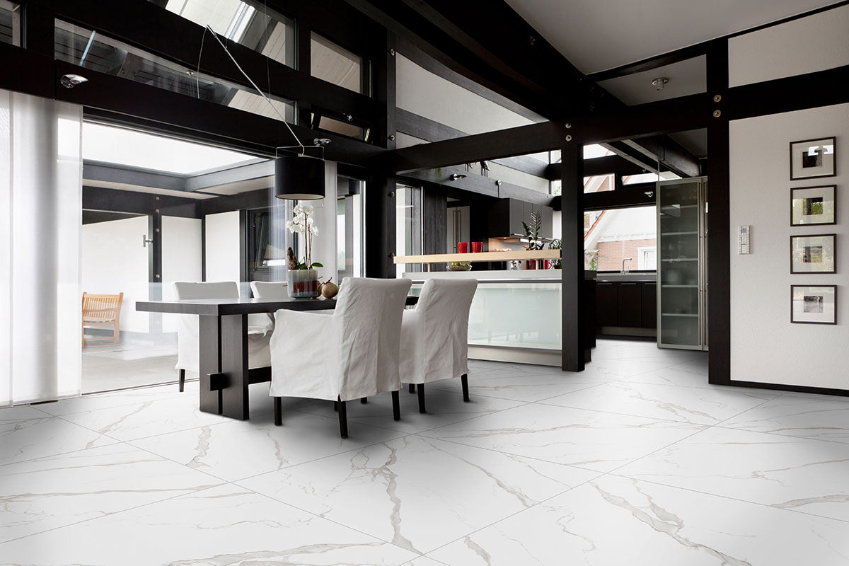 Carrelage effet marbre White Marble Statuario 122,2x122,2 cm