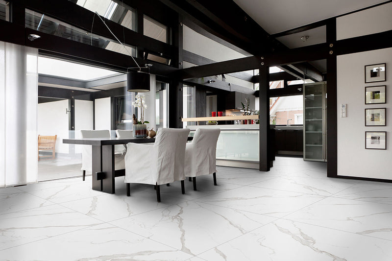 Carrelage effet marbre White Marble Statuario 122,2x122,2 cm