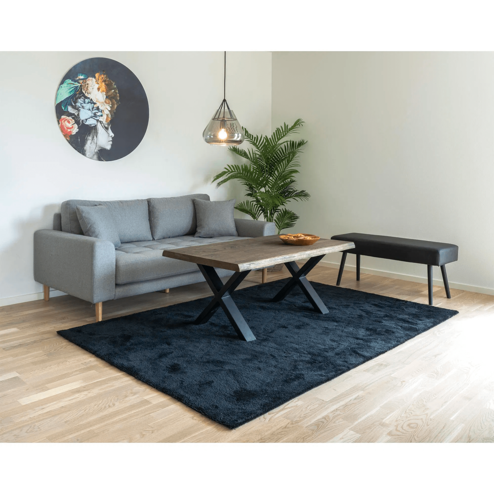 Table basse à bord ondulé, chêne fumé, nature 70x120x50 cm