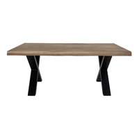 Table basse à bord ondulé, chêne fumé, nature 70x120x50 cm
