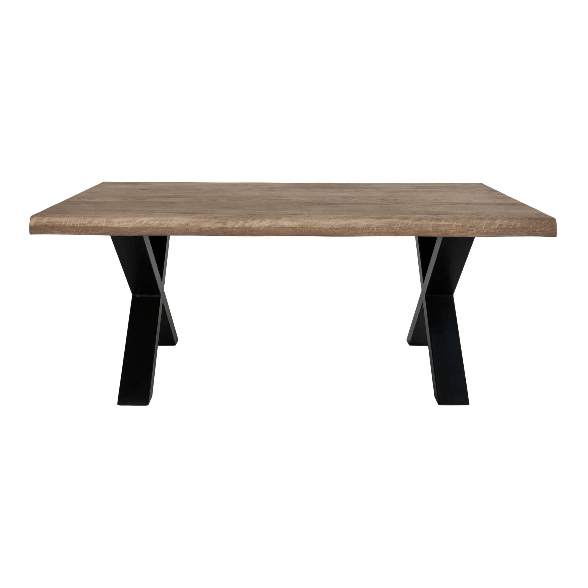 Table basse à bord ondulé, chêne fumé, nature 70x120x50 cm