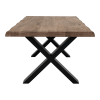 Table basse à bord ondulé, chêne fumé, nature 70x120x50 cm