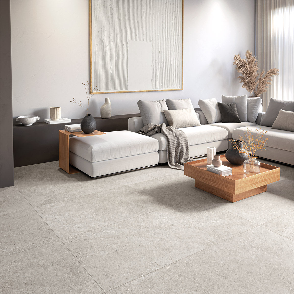 Carrelage effet pierre Eterea Perla 90x90 cm