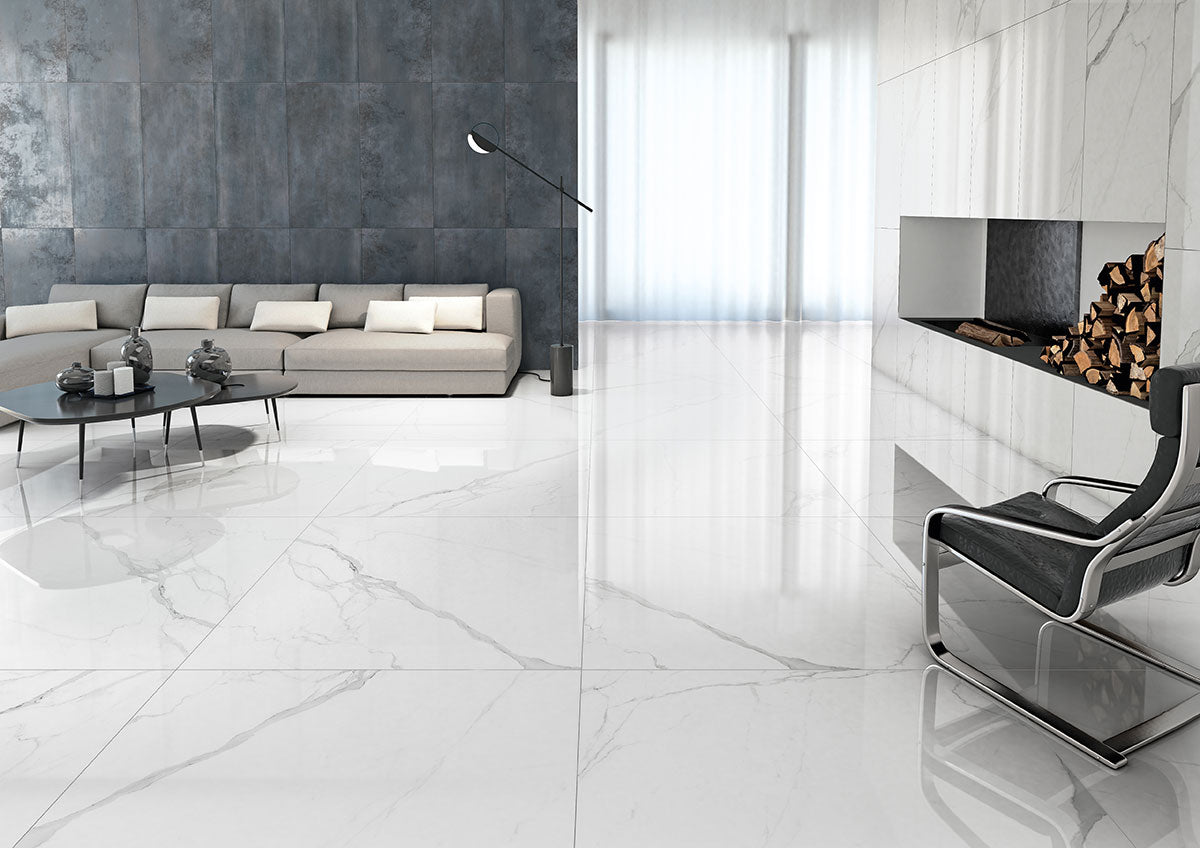 Carrelage effet marbre White Marble Statuario 30,4x61 cm