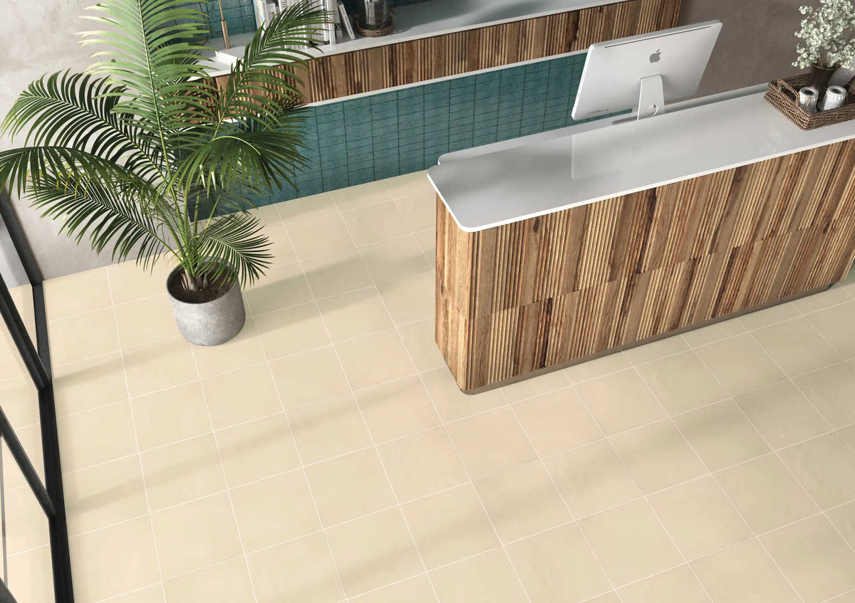 Carrelage effet relief Kromatic Crème 31x31 cm – vue d’ambiance 2