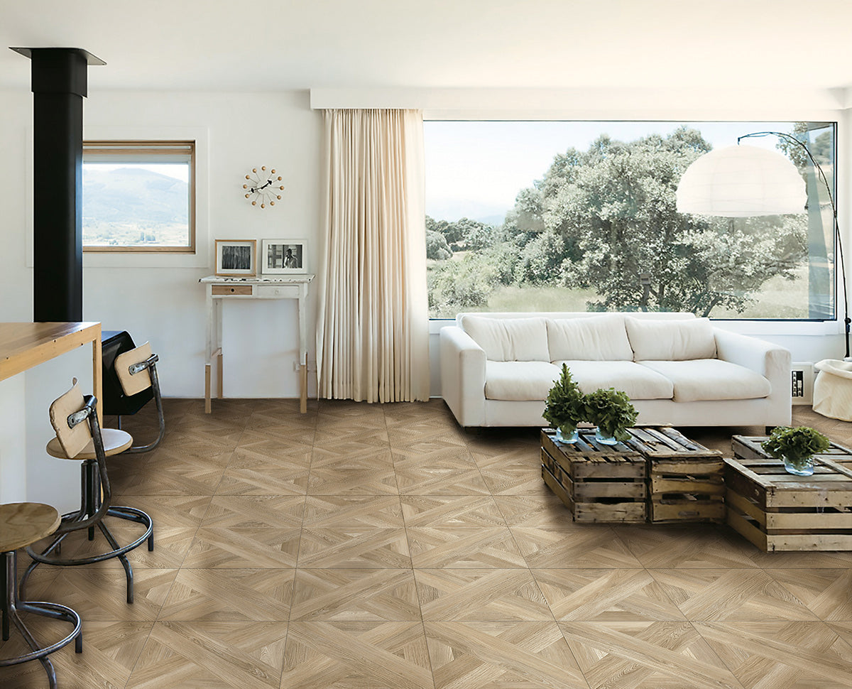 Carrelage effet bois Intarsio Grigio 61x61 cm