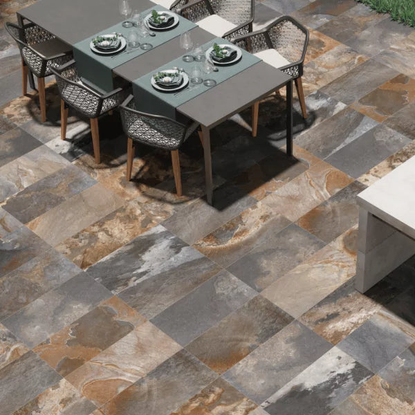 Carrelage extérieur effet pierre Biltmore Multicolor 30x60 cm