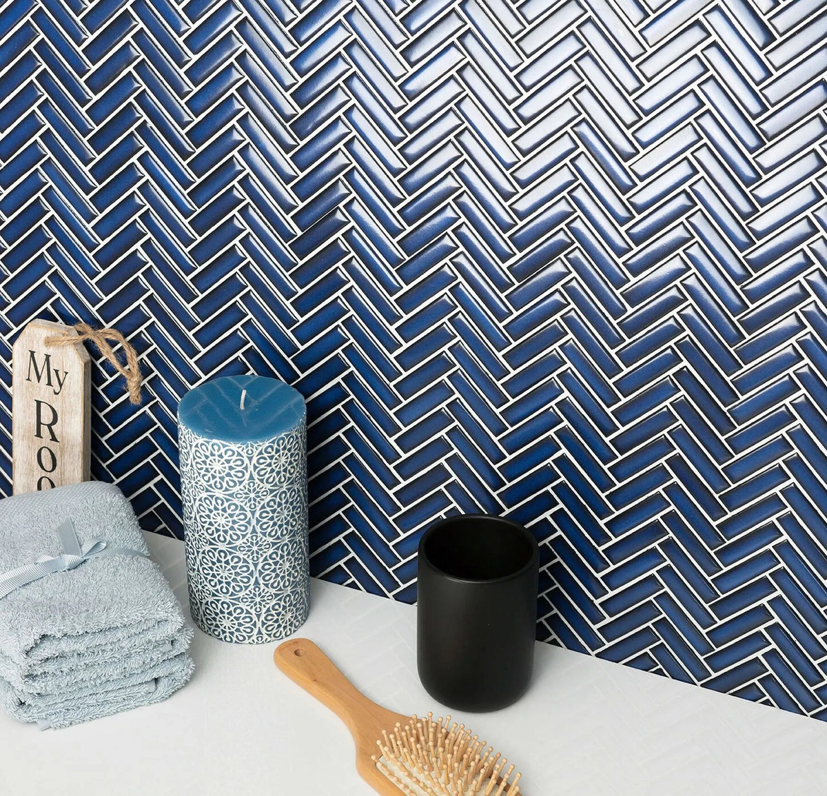 Mosaïque Mallas CHEVRON BLUE 28,3x27,7 cm
