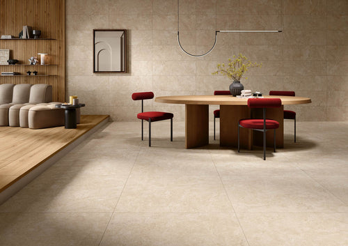 Carrelage effet pierre 2cm à poser sur plots - Elan beige Antidérapant 80x80