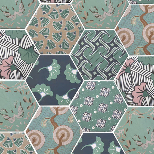 Carrelage effet hexagonal Good Vibes Mix décor 14x16 cm – vue du carreau