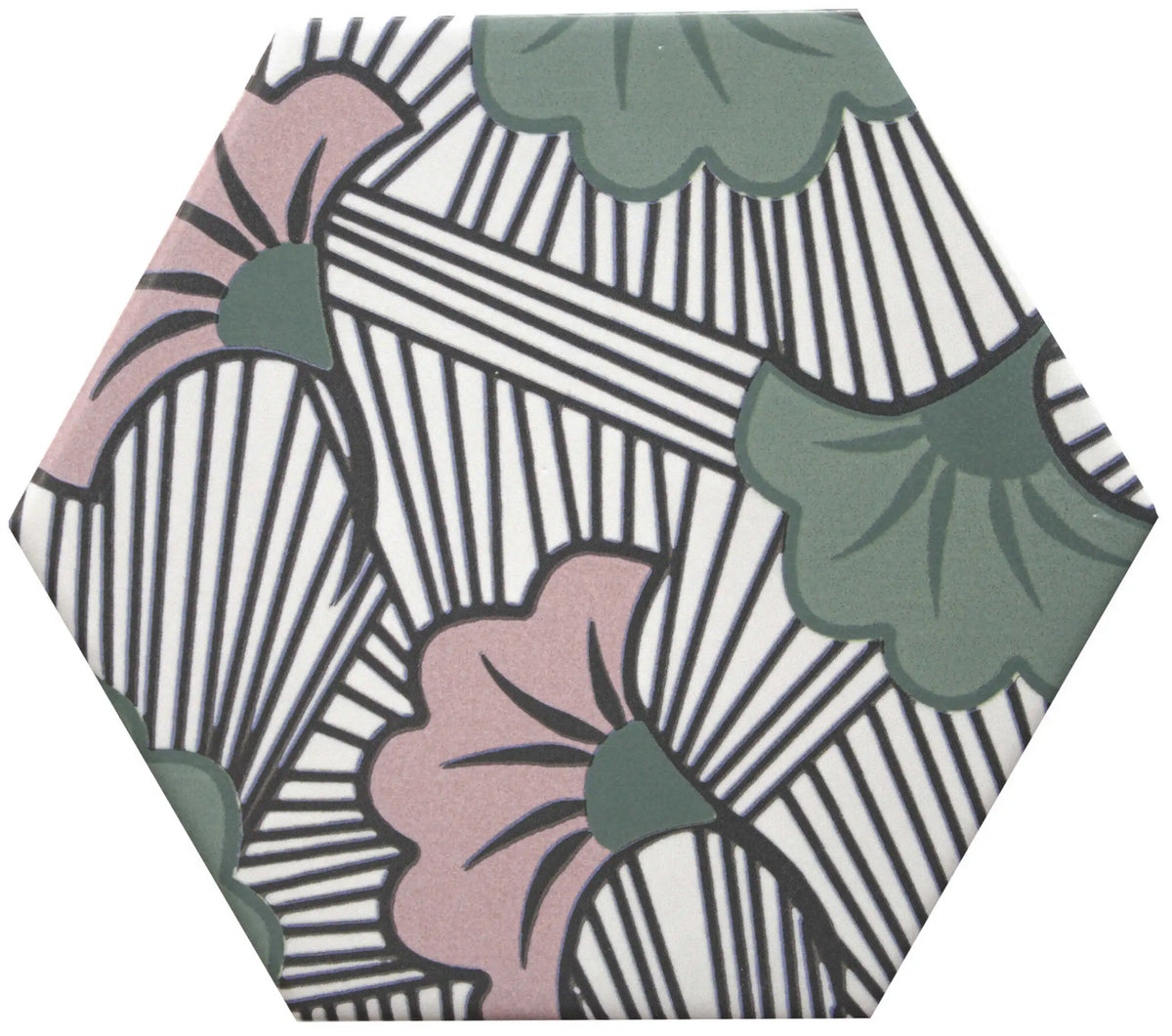 Carrelage effet hexagonal Good Vibes Décor 1 14x16 cm – vue du carreau