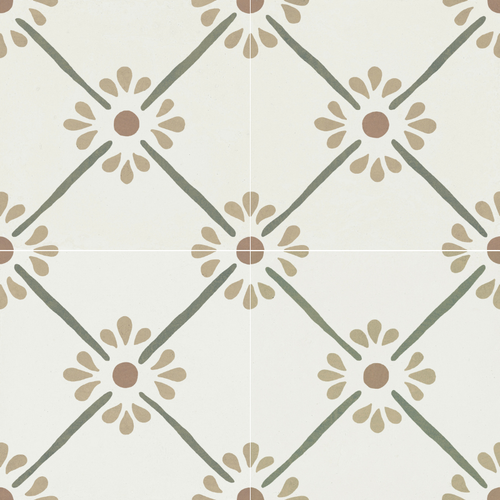 Carrelage imitation ciment PROVENZA GREEN FLOWER 22X22