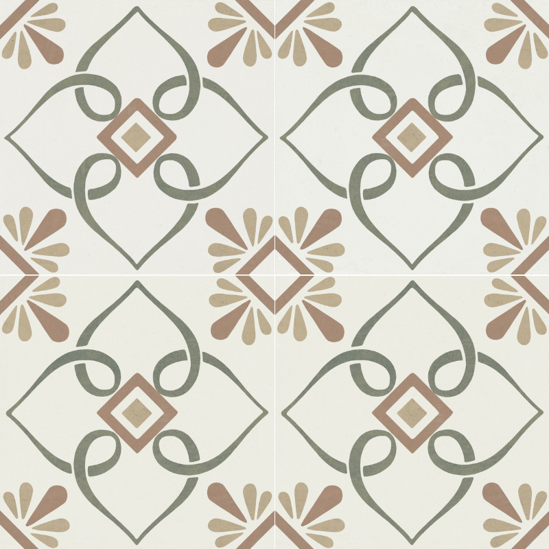 Carrelage imitation ciment PROVENZA GREEN PETALS 22X22