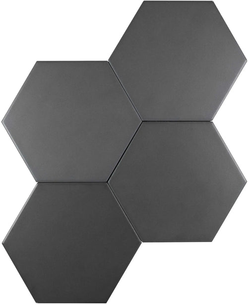 Carrelage effet hexagonal Karma Noir 14x16 cm – vue du carreau